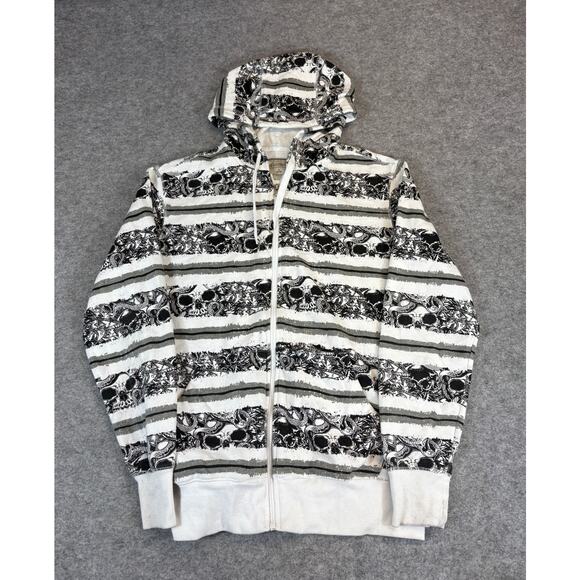 No Boundaries Skull Snake Hoodie Mens Medium Black White Sweatshirt Gothic Edgy - Picture 1 of 5